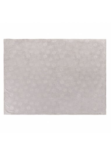 Furn Snowflakes Soft Flannel Fleece Grey Throw