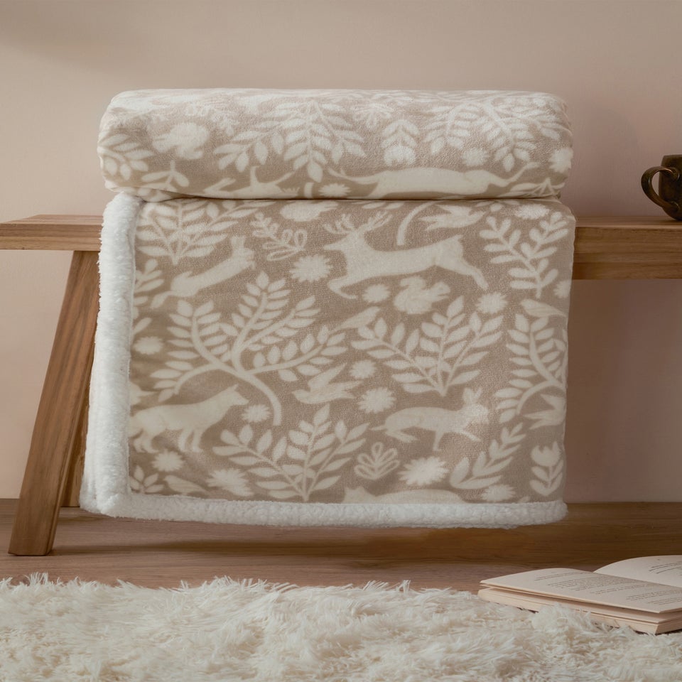 Furn Brown Skandi Woodland Sherpa Fleece Sable Throw