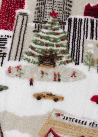 Furn Joy To All Printed Fleece Cream Throw
