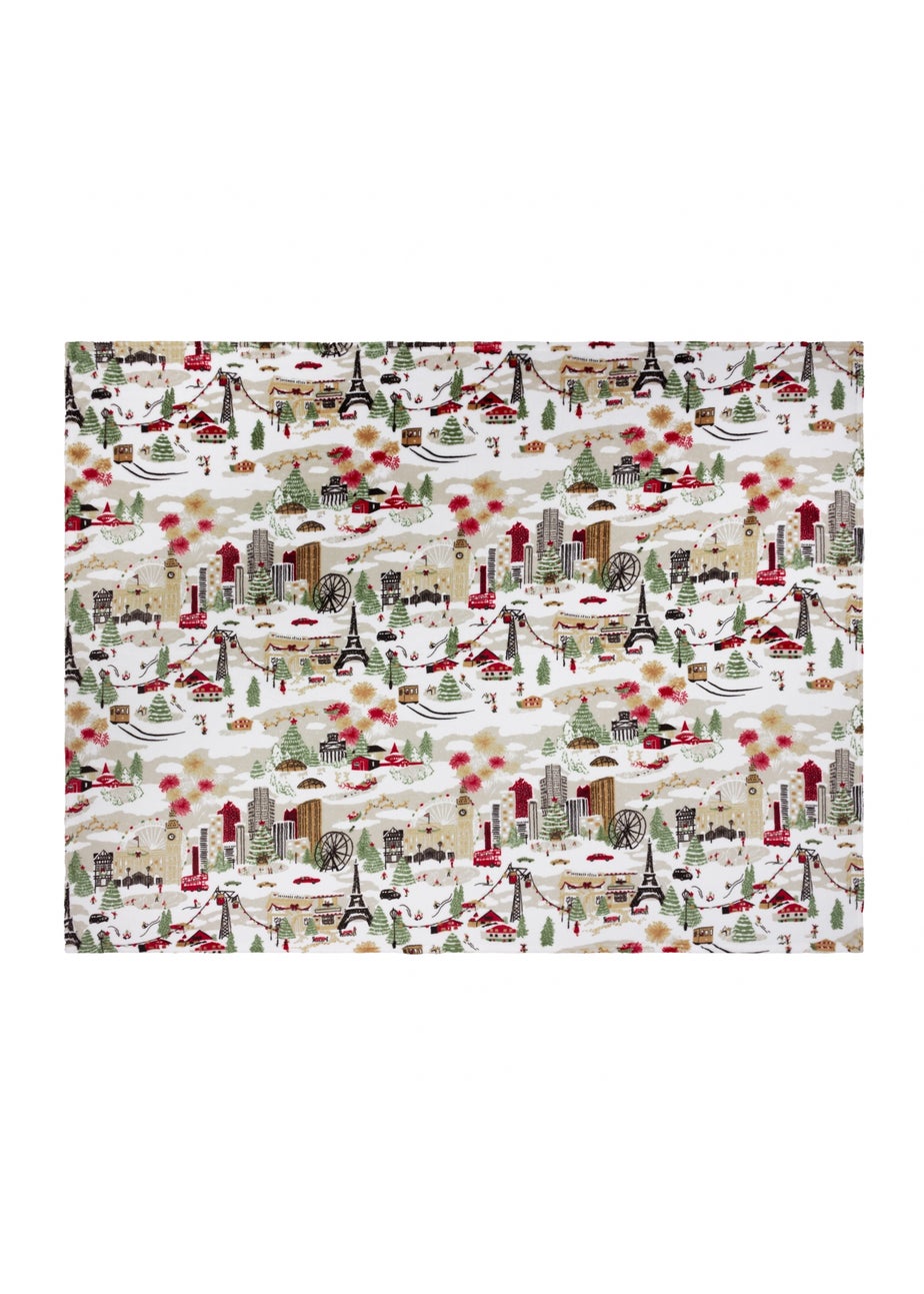 Furn Joy To All Printed Fleece Cream Throw