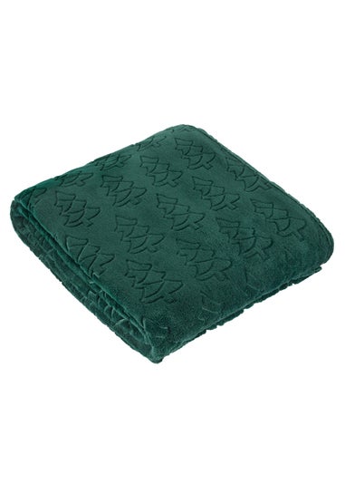 Furn Festive Trees Fleece Emerald Throw