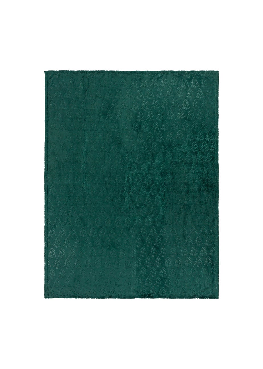 Furn Festive Trees Fleece Emerald Throw
