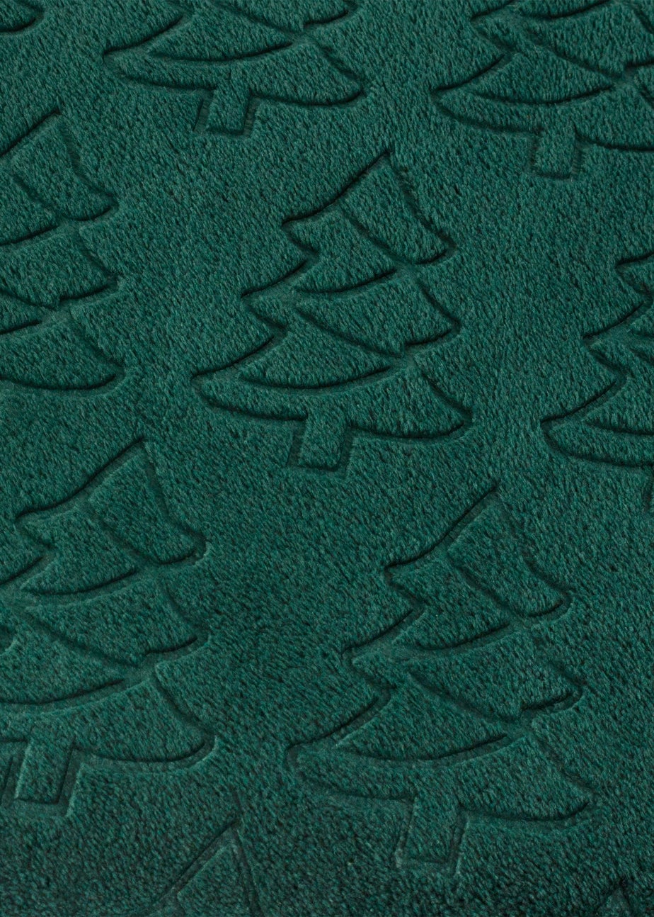 Furn Festive Trees Fleece Emerald Throw