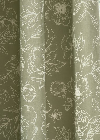 Wylder Nature Bella Floral Lined Sage Eyelet Curtain Pair