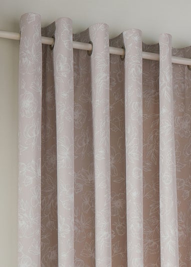 Wylder Nature Bella Floral Lined Natural Eyelet Curtain Pair