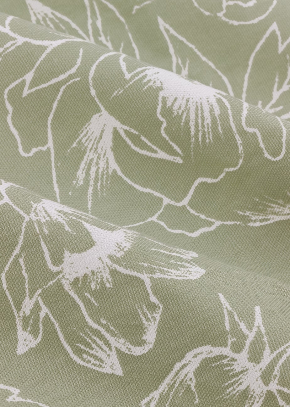 Wylder Nature Bella Floral Lined Sage Pencil Pleat Curtain Pair