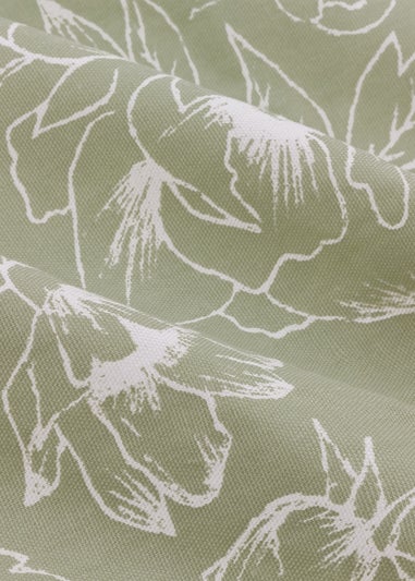 Wylder Nature Bella Floral Lined Sage Pencil Pleat Curtain Pair