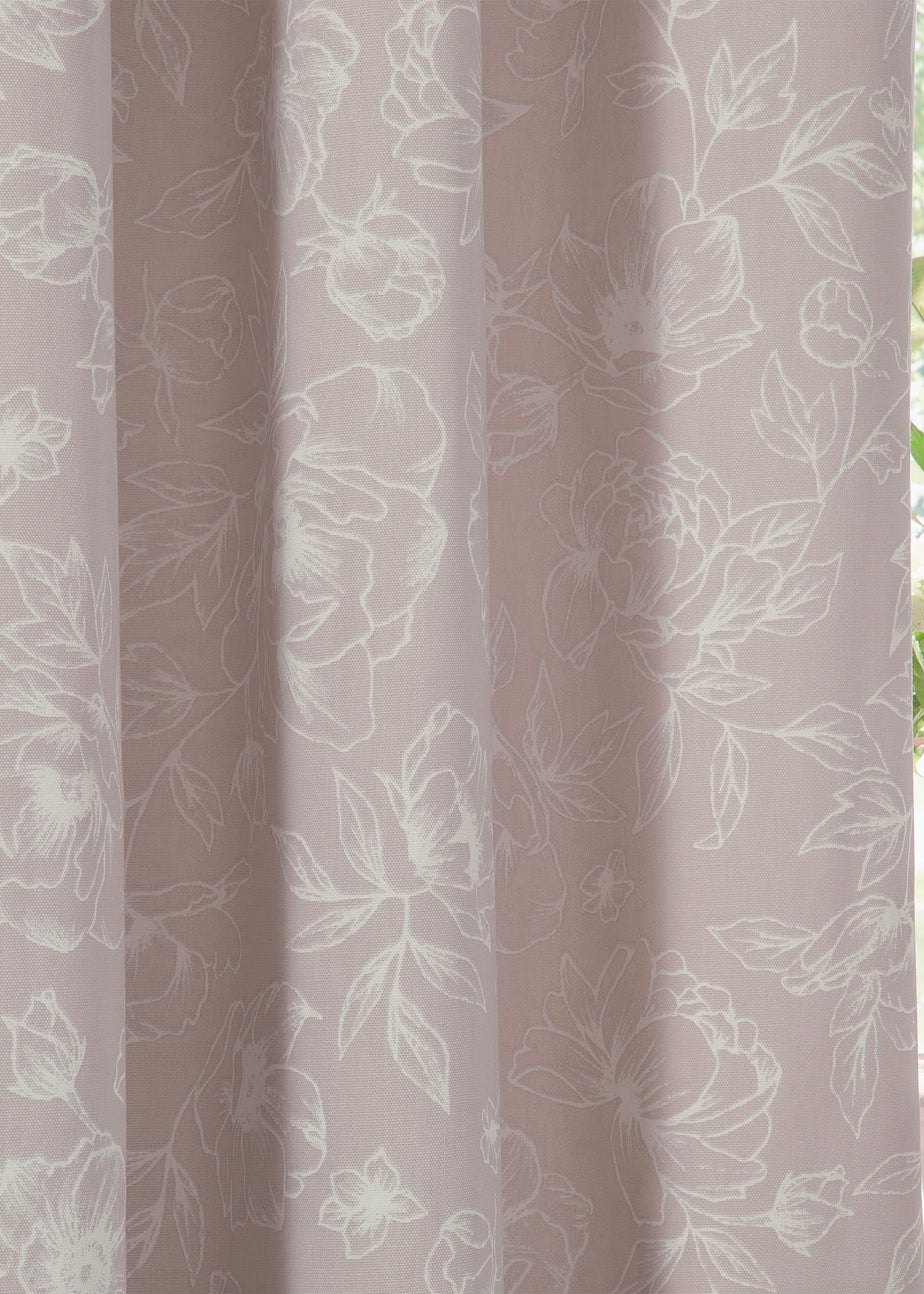 Wylder Nature Bella Floral Lined Natural Pencil Pleat Curtain Pair
