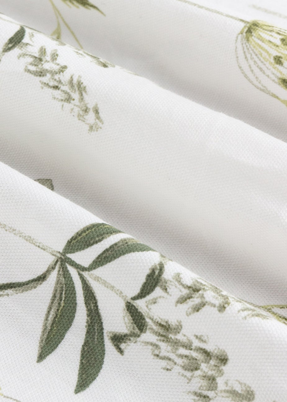 Wylder Nature Meadow 100% Cotton Lined White Pencil Pleat Curtain Pair