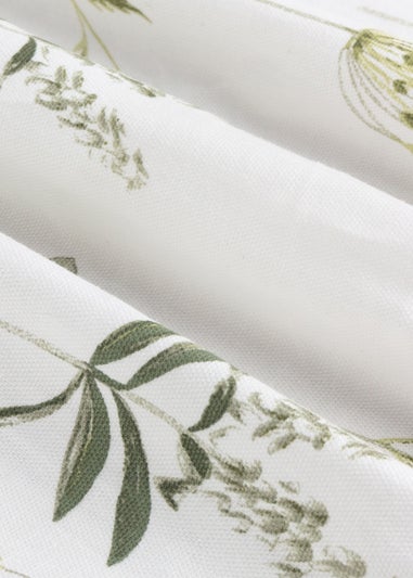 Wylder Nature Meadow 100% Cotton Lined White Pencil Pleat Curtain Pair