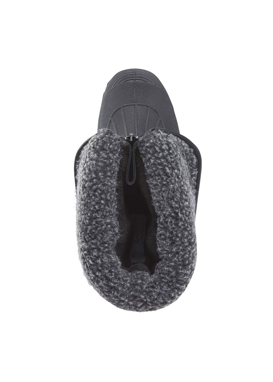 Cotton Traders Charcoal Marl Waterproof Fur Trim Highland Boots