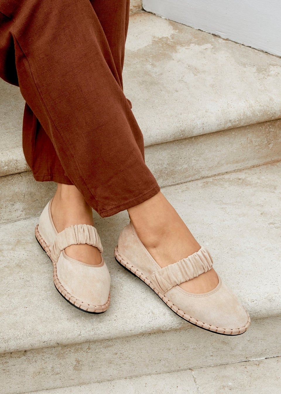 Linzi Lorella Beige Faux Suede Mary Jane