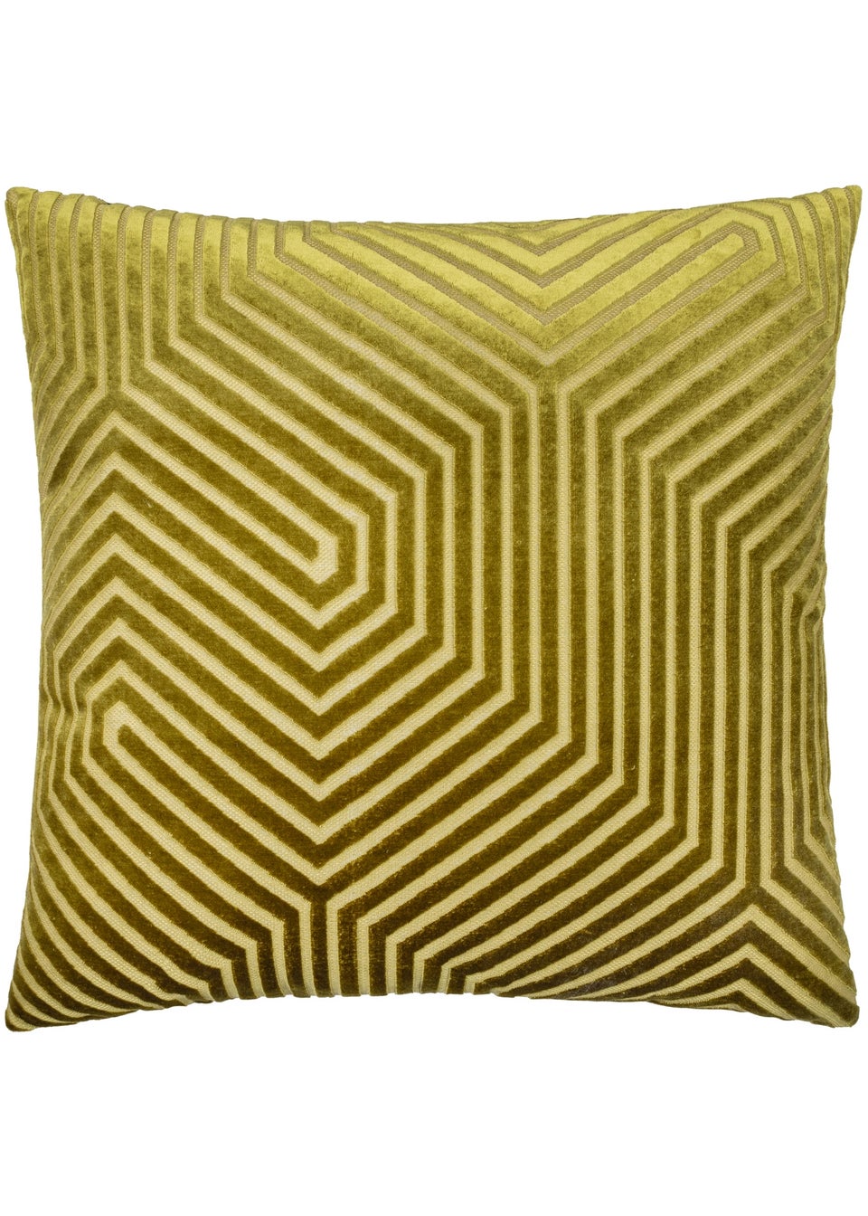 Paoletti Evoke Cut Velvet Olive Cushion