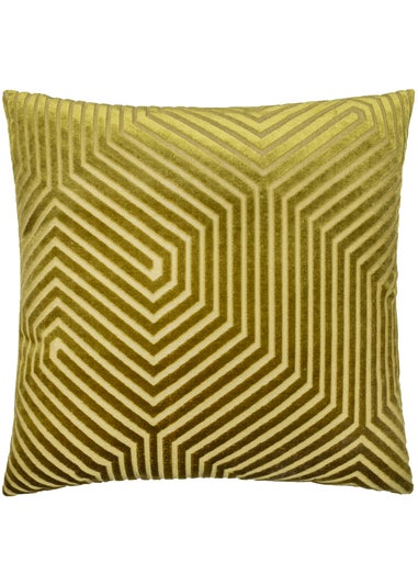Paoletti Evoke Cut Velvet Olive Cushion