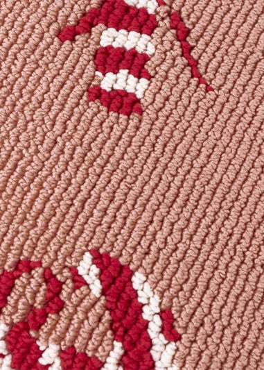 Furn Candy Canes Tufted Pink/Red Cushion