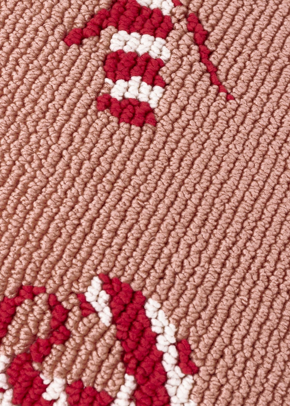 Furn Candy Canes Tufted Pink/Red Cushion