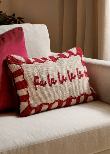 Furn Candy Fa La La Tufted Red/White Cushion