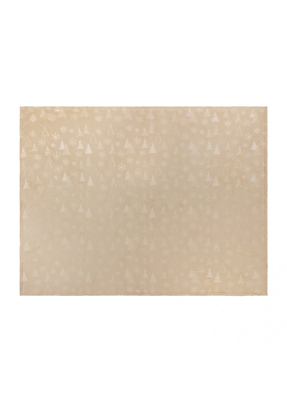 Furn Festive Time Embossed Fleece Natural Throw