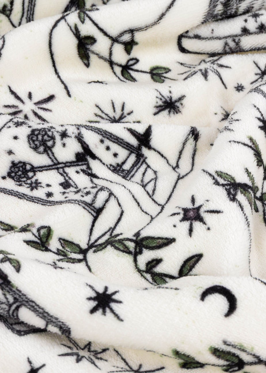 Furn Celestial Stories Printed Sherpa Fleece Green Throw