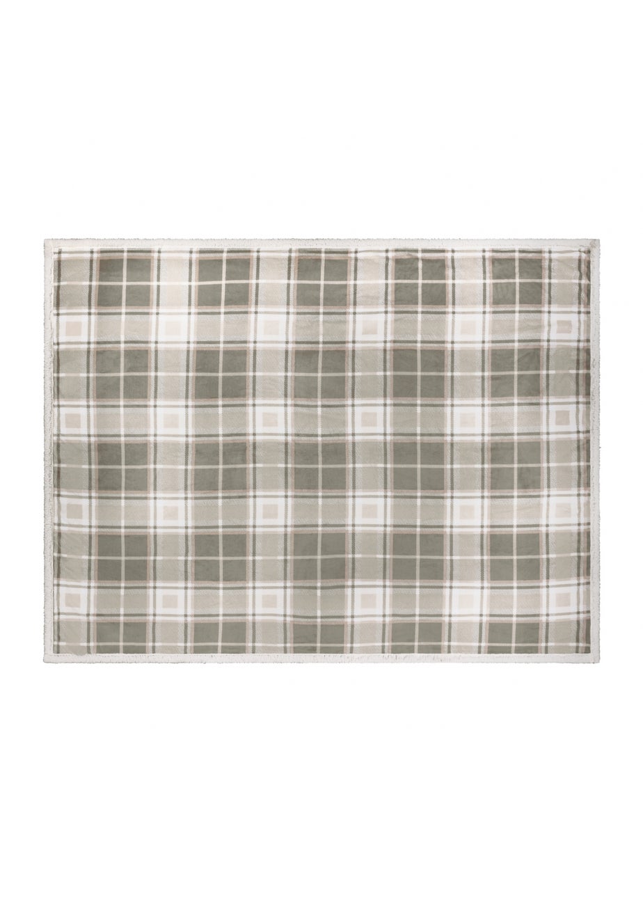 Wylder Nature Braemar Sherpa Tartan Fleece Green/Natural Throw