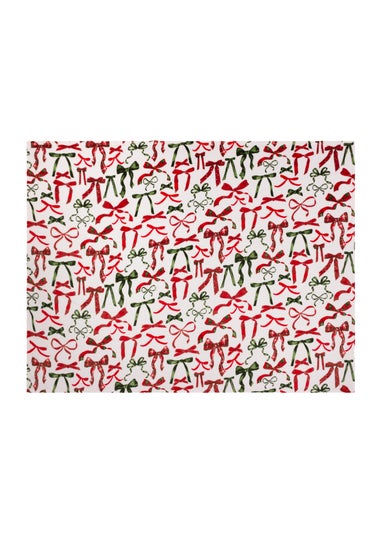 Furn Festive Bows Printed Fleece Berry/Pine Throw