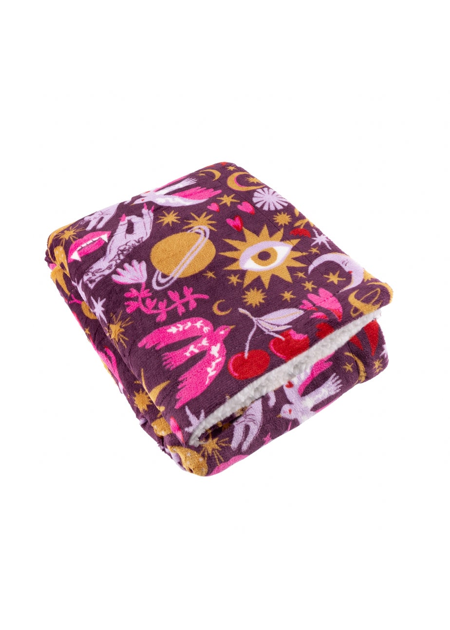 Furn Enchanted Printed Sherpa Fleece Pink Throw