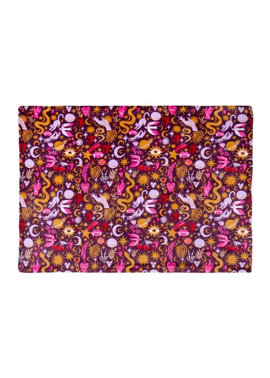 Furn Enchanted Printed Sherpa Fleece Pink Throw