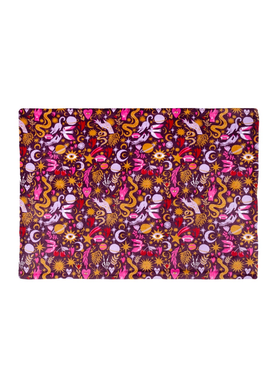 Furn Enchanted Printed Sherpa Fleece Pink Throw