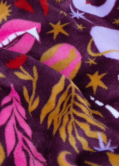 Furn Enchanted Printed Sherpa Fleece Pink Throw