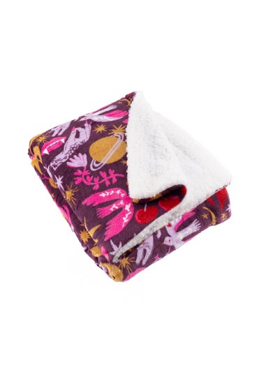Furn Enchanted Printed Sherpa Fleece Pink Throw
