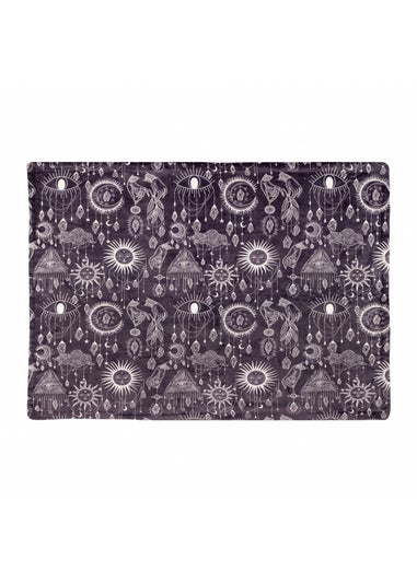 Furn Constellation Printed Sherpa Fleece Charcoal Cream Throw