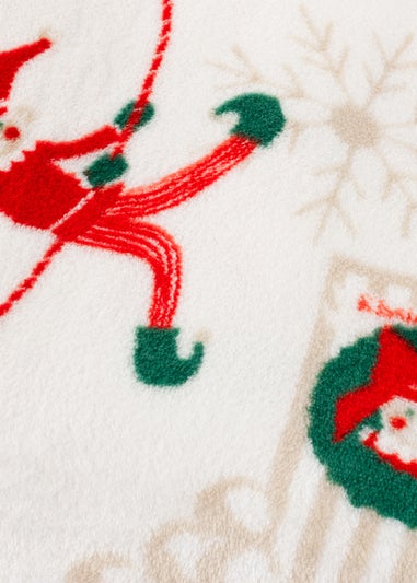 Duvet Day Elfie Printed Fleece Cream/Mint Throw