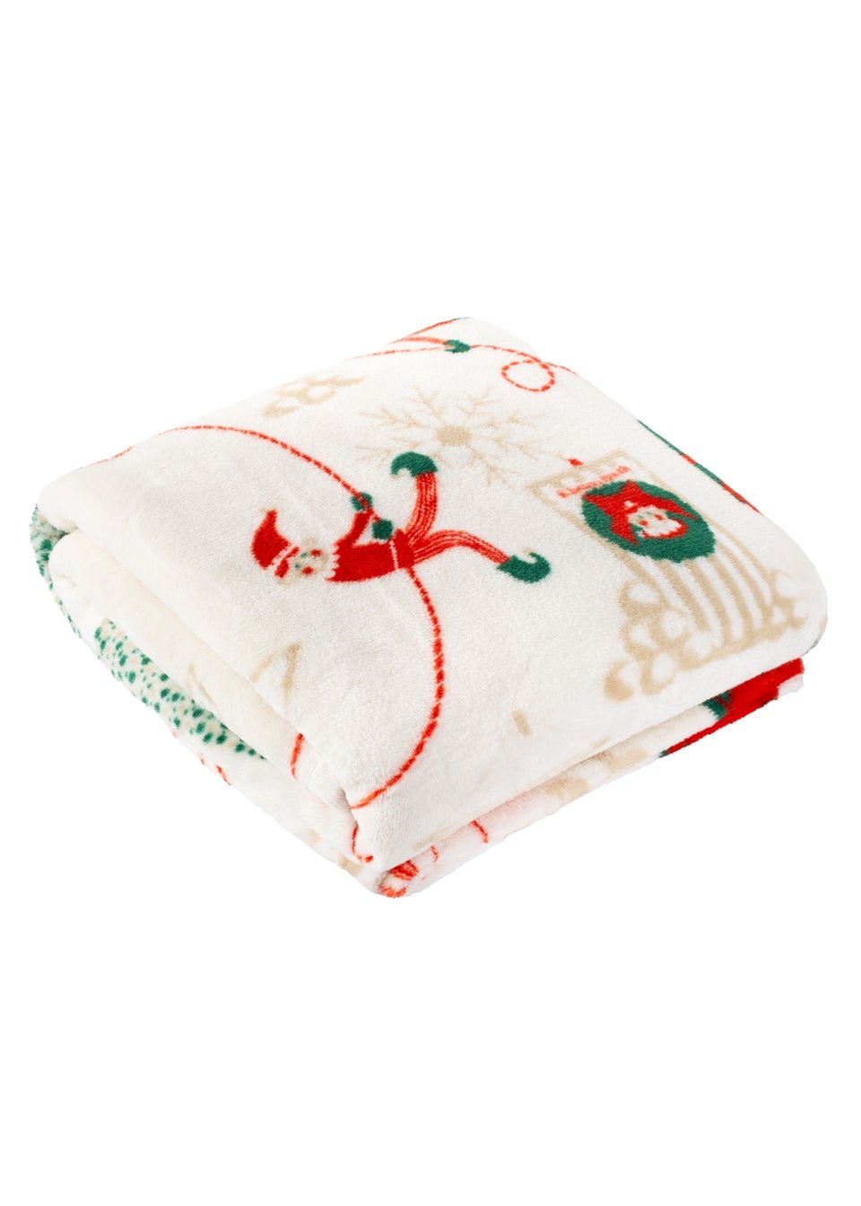 Duvet Day Elfie Printed Fleece Cream/Mint Throw