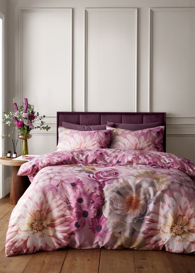 RHS x Catherine Lansfield Rosemoor Floral So Soft Duvet Cover Set Pink