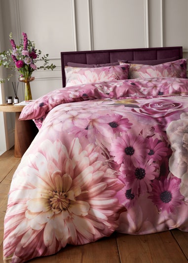 RHS x Catherine Lansfield Rosemoor Floral So Soft Duvet Cover Set Pink