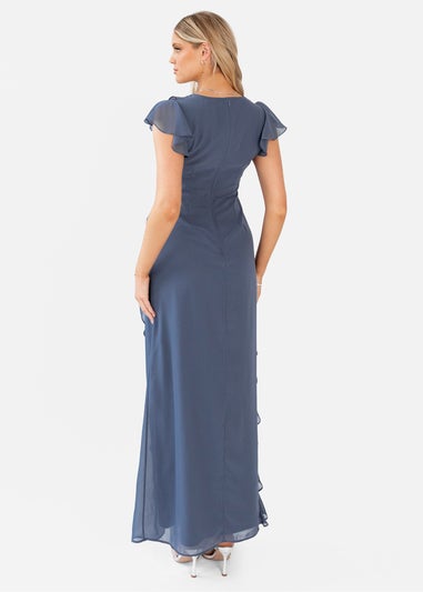 Anaya With Love Vintage Indigo Waterfall Ruffle Maxi Dress