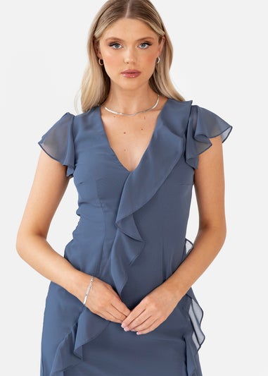 Anaya With Love Vintage Indigo Waterfall Ruffle Maxi Dress