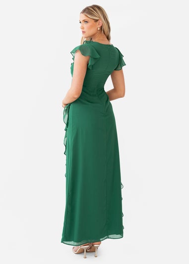 Anaya With Love Evergreen Waterfall Ruffle Maxi Dress