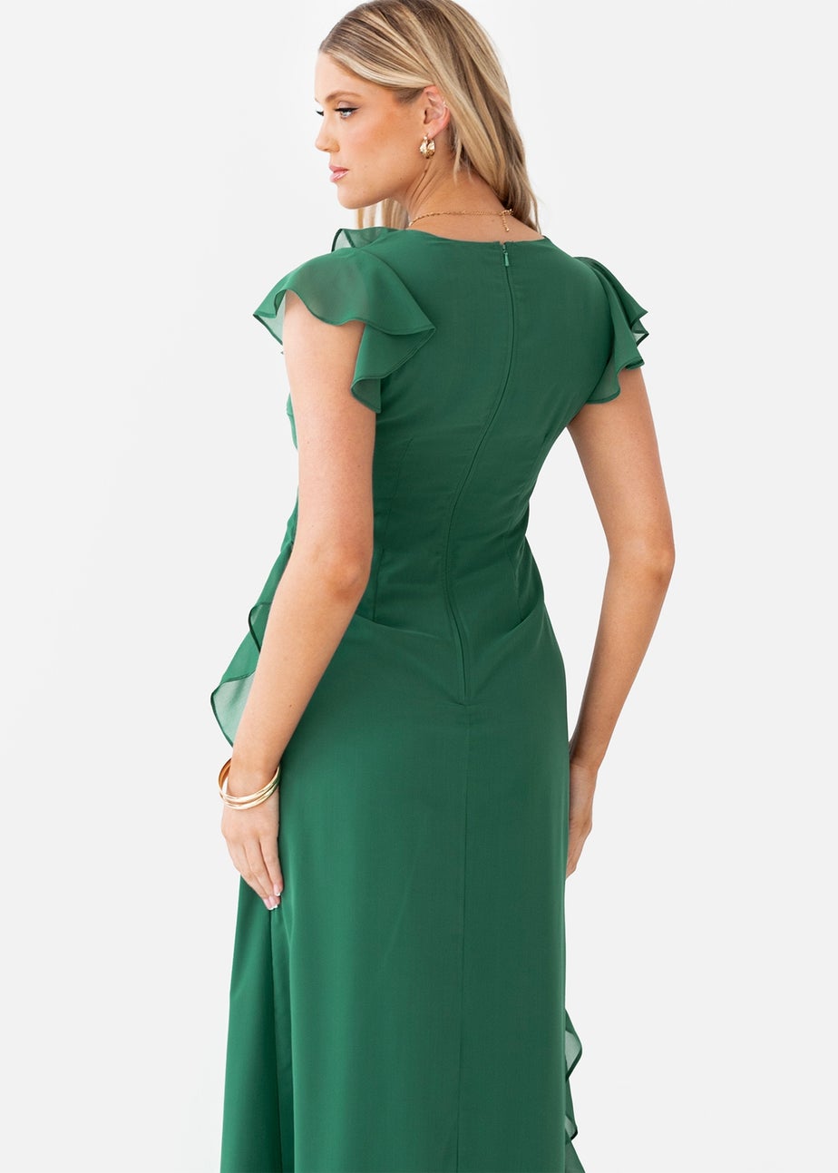 Anaya With Love Evergreen Waterfall Ruffle Maxi Dress