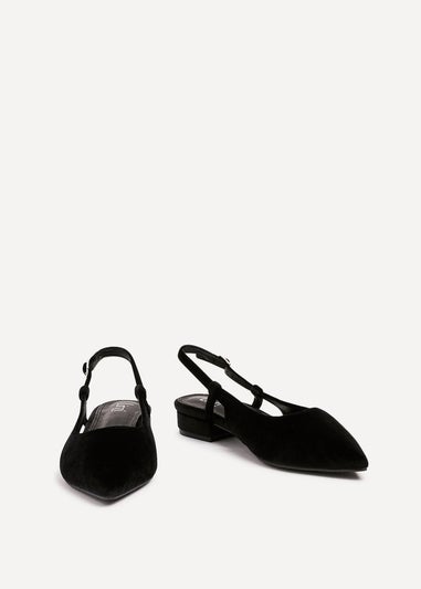 Linzi Clasica Black Velvet Pointed Toe Ballet Flat