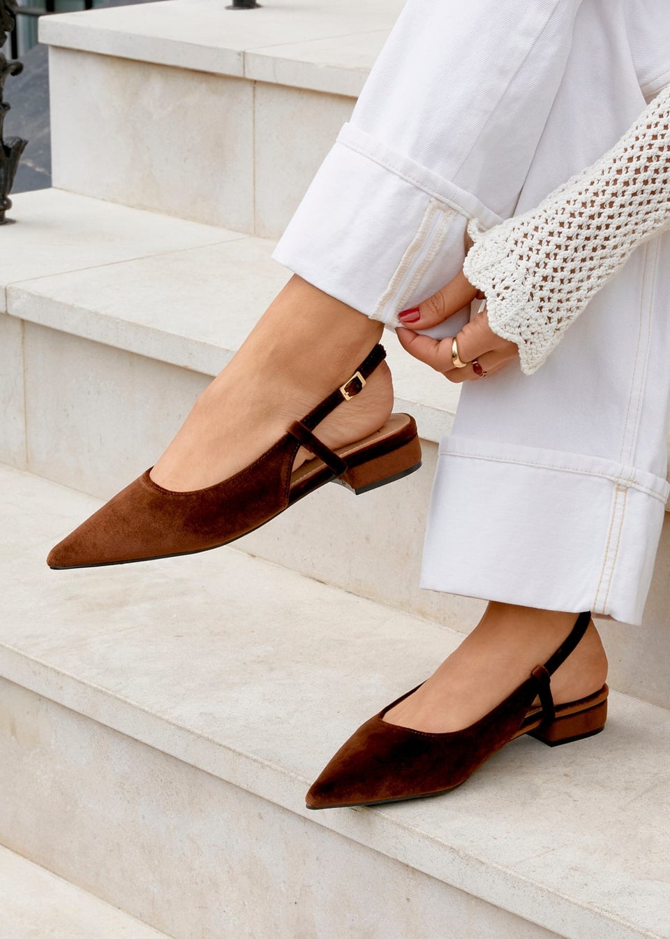 Linzi Clasica Brown Velvet Pointed Toe Ballet Flat