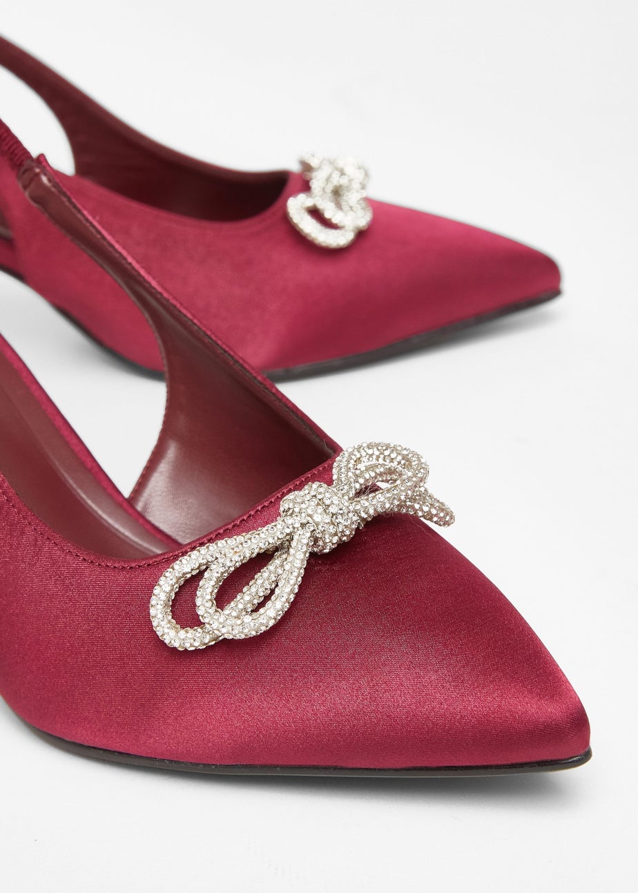 Quiz Burgundy Wide Fit Sling Back Heels