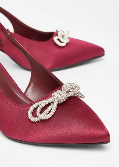 Quiz Burgundy Wide Fit Sling Back Heels