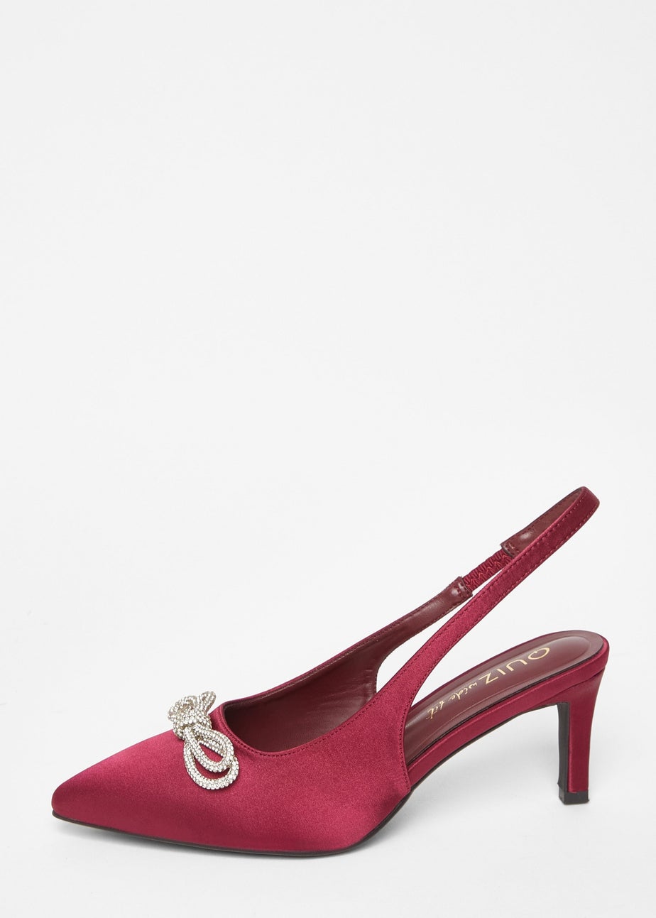 Quiz Burgundy Wide Fit Sling Back Heels
