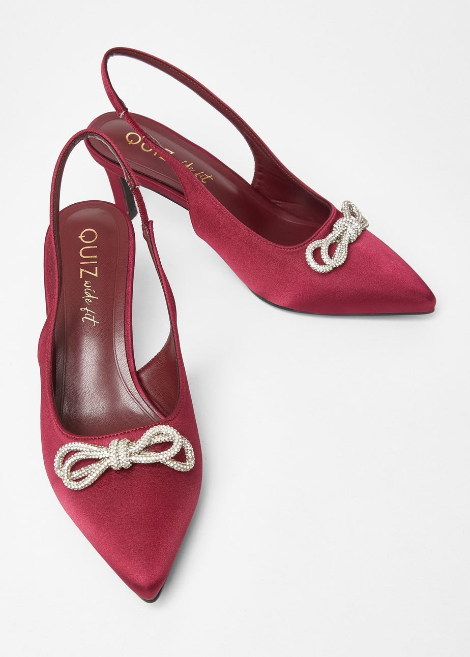 Quiz Burgundy Wide Fit Sling Back Heels