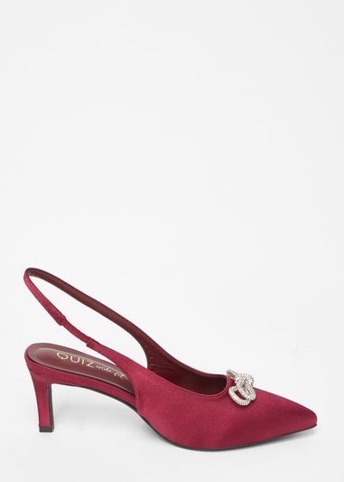 Quiz Burgundy Wide Fit Sling Back Heels