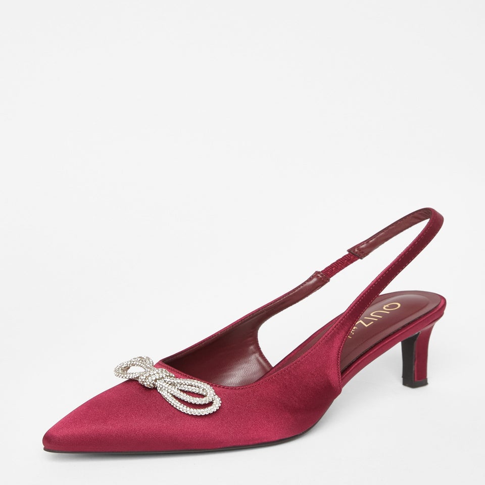 Quiz Burgundy Wide Fit Sling Back Heels