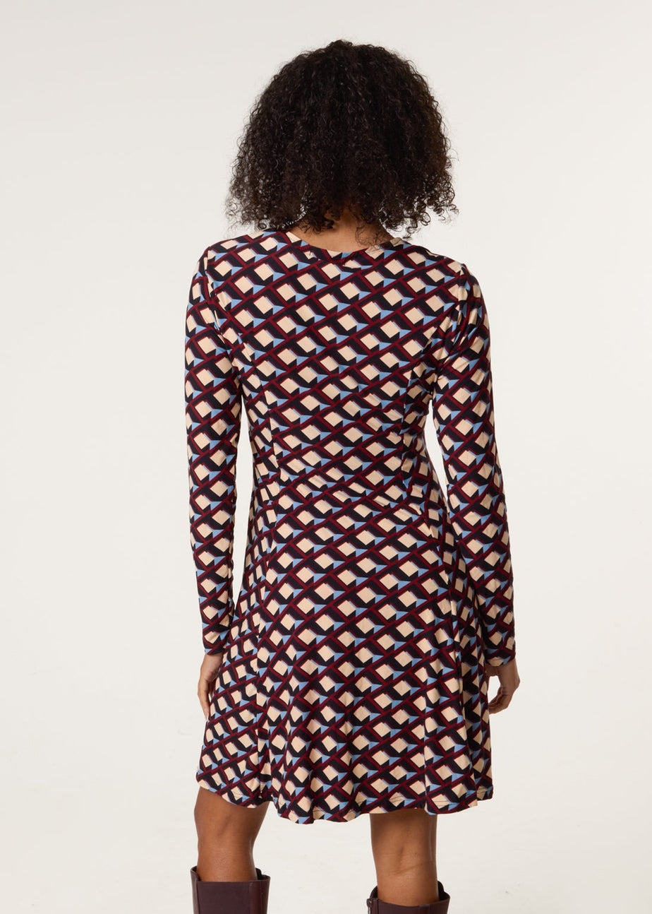 Blue Vanilla Multi Crew Neck Mini Dress