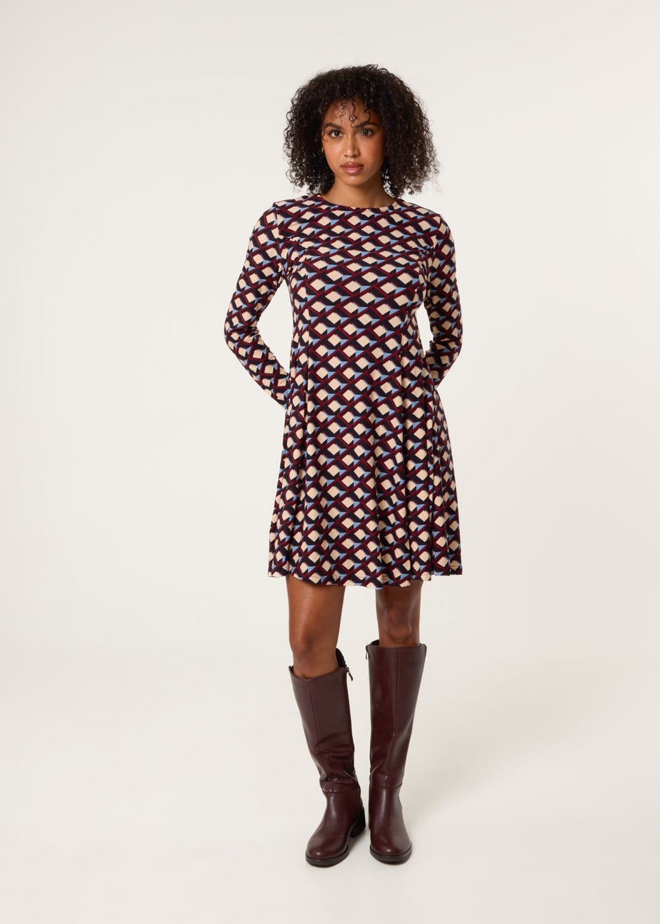 Blue Vanilla Multi Crew Neck Mini Dress