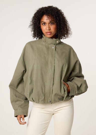 Blue Vanilla Khaki Bomber Jacket